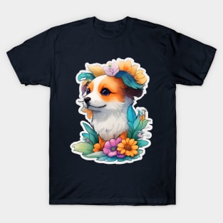 Cute Puppy Water Color Sticker T-Shirt